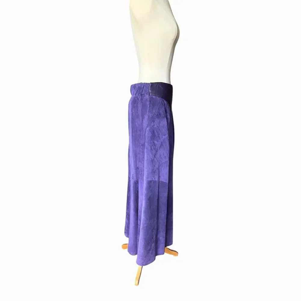 Vintage Liz Roberts Robert Elliott Purple Suede Two Piece Skirt Set Medium - Picture 16 of 16